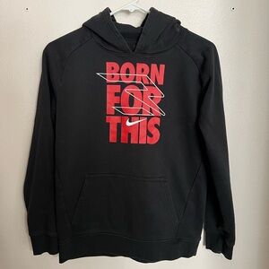 NIKE Classic 3 Brand Russell Wilson Born For This Fleece Hoodie Black Red Boys L